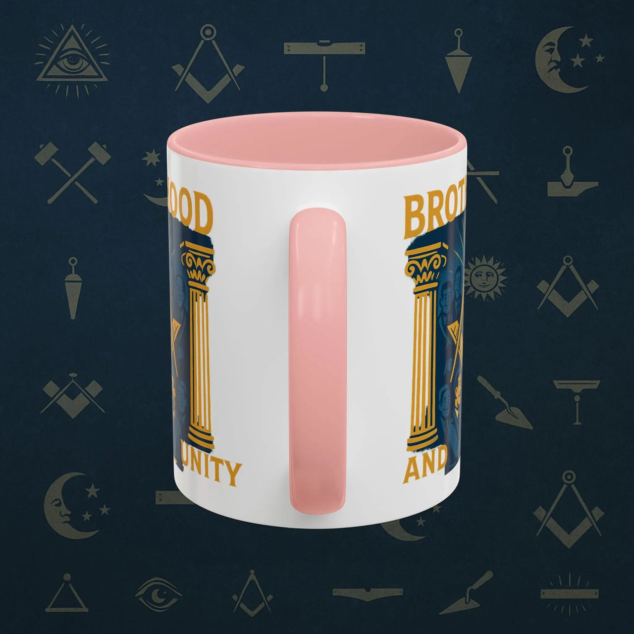Masonic Mugs Ready to Go – Brotherhood and Unity (Accent Coloured 11oz Mug) Printify