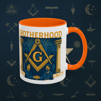 Masonic Mugs Ready to Go – Brotherhood and Unity (Accent Coloured 11oz Mug) Printify