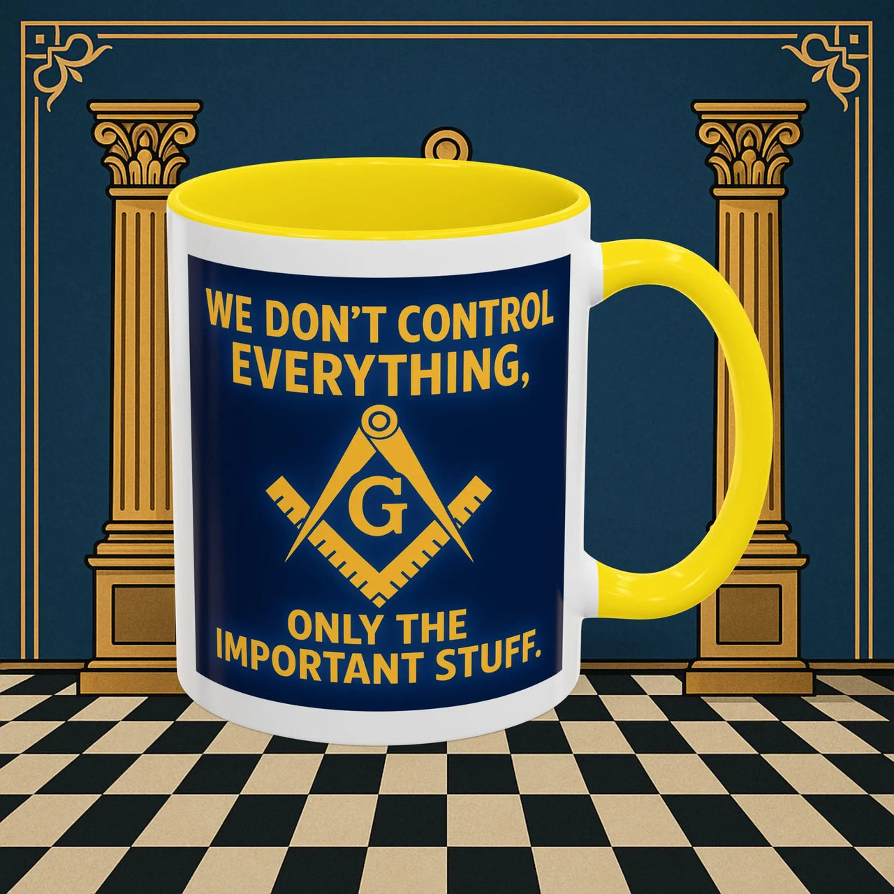 Masonic Mugs Ready to Go – Only the Important Stuff (Accent Coloured 11oz Mug) Printify