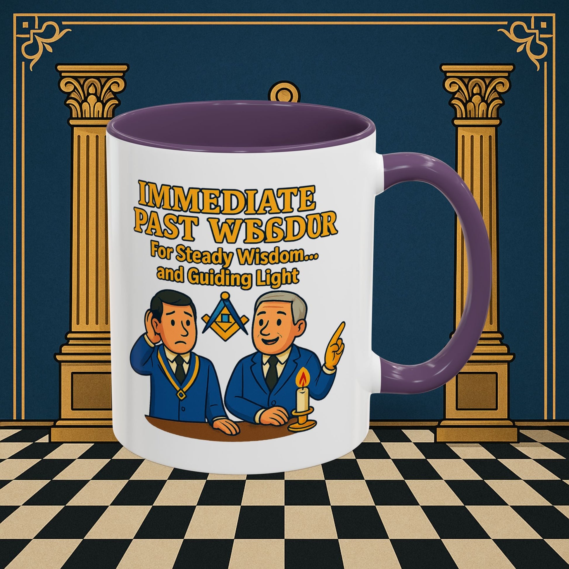 Masonic Mugs - Accent Coloured 11oz Mug - Masonic Wisdom Unveiled - Immediate Past Master Printify