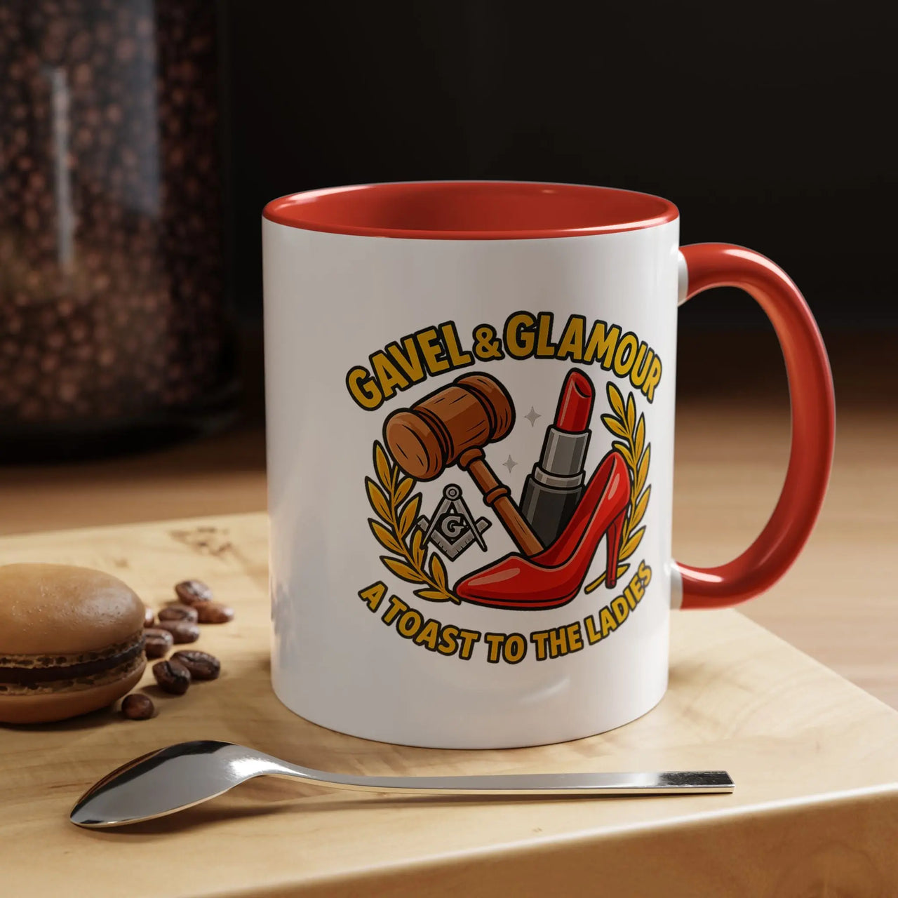 Masonic Mugs – Gavel & Glamour: A Toast to the Ladies (Accent Coloured 11oz Mug) Printify