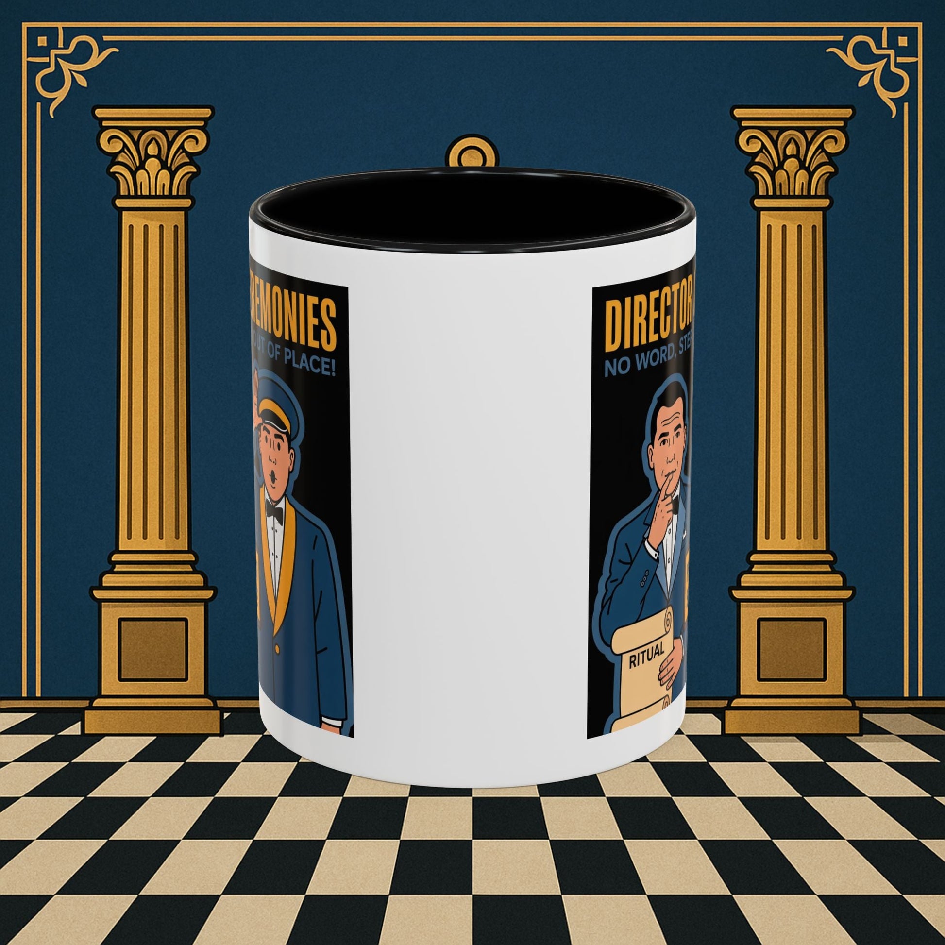 Masonic Mugs Ready to Go - Accent Coloured 11oz Mug - Ceremonial Protocol - Director of Ceremonies Printify