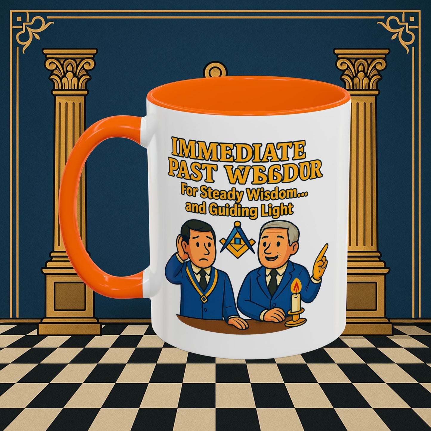 Masonic Mugs - Accent Coloured 11oz Mug - Masonic Wisdom Unveiled - Immediate Past Master Printify