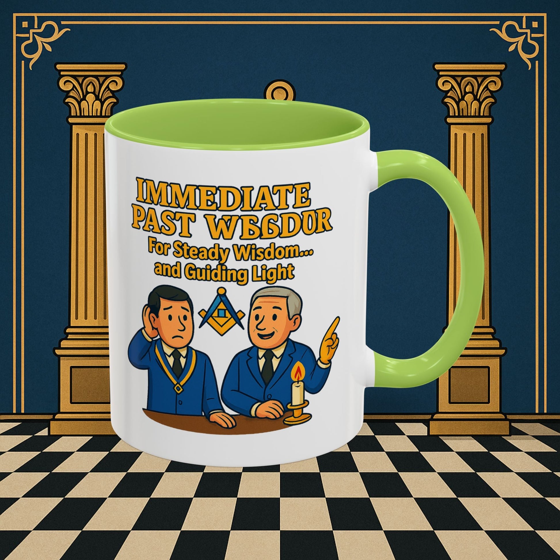 Masonic Mugs - Accent Coloured 11oz Mug - Masonic Wisdom Unveiled - Immediate Past Master Printify