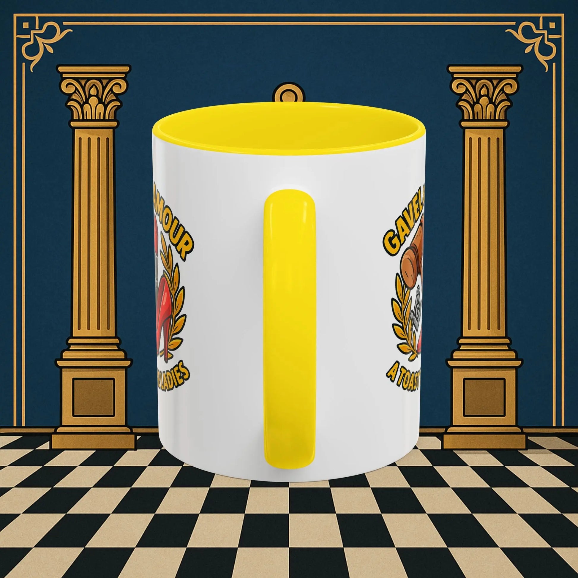 Masonic Mugs – Gavel & Glamour: A Toast to the Ladies (Accent Coloured 11oz Mug) Printify