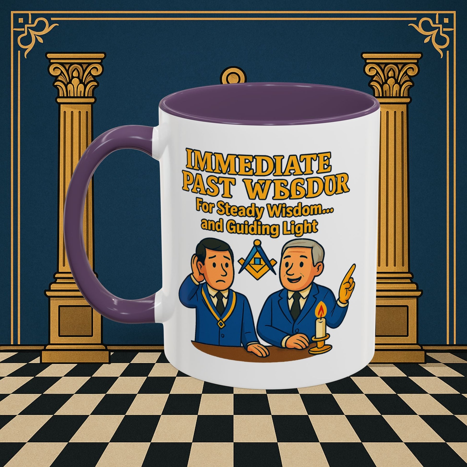 Masonic Mugs - Accent Coloured 11oz Mug - Masonic Wisdom Unveiled - Immediate Past Master Printify