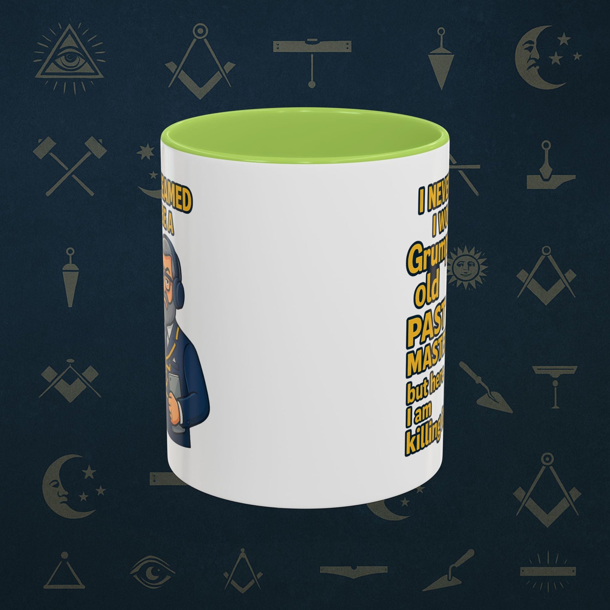 Masonic Mugs – Grumpy Old Past Master (Accent Coloured 11oz Mug) Printify