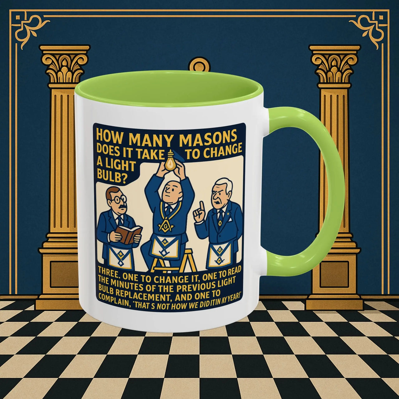Masonic Mugs Ready to Go – How Many Masons? (Accent Coloured 11oz Mug) Printify