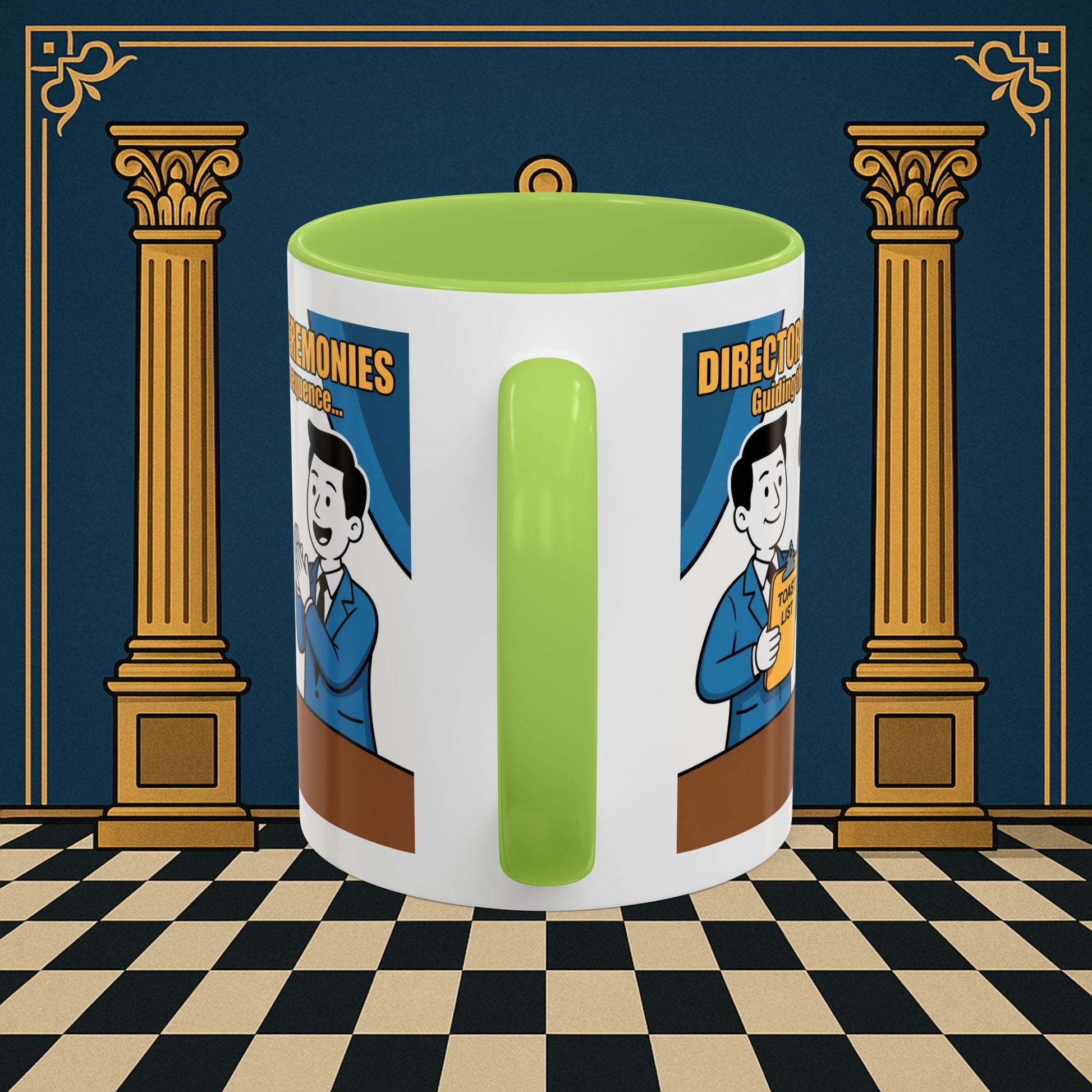 Masonic Mugs Ready to Go - Accent Coloured 11oz Mug - Toasting Protocol - Director of Ceremonies Printify