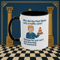 Masonic Mugs Ready to Go – Past Master with a Traffic Cone (Accent Coloured 11oz Mug) Printify
