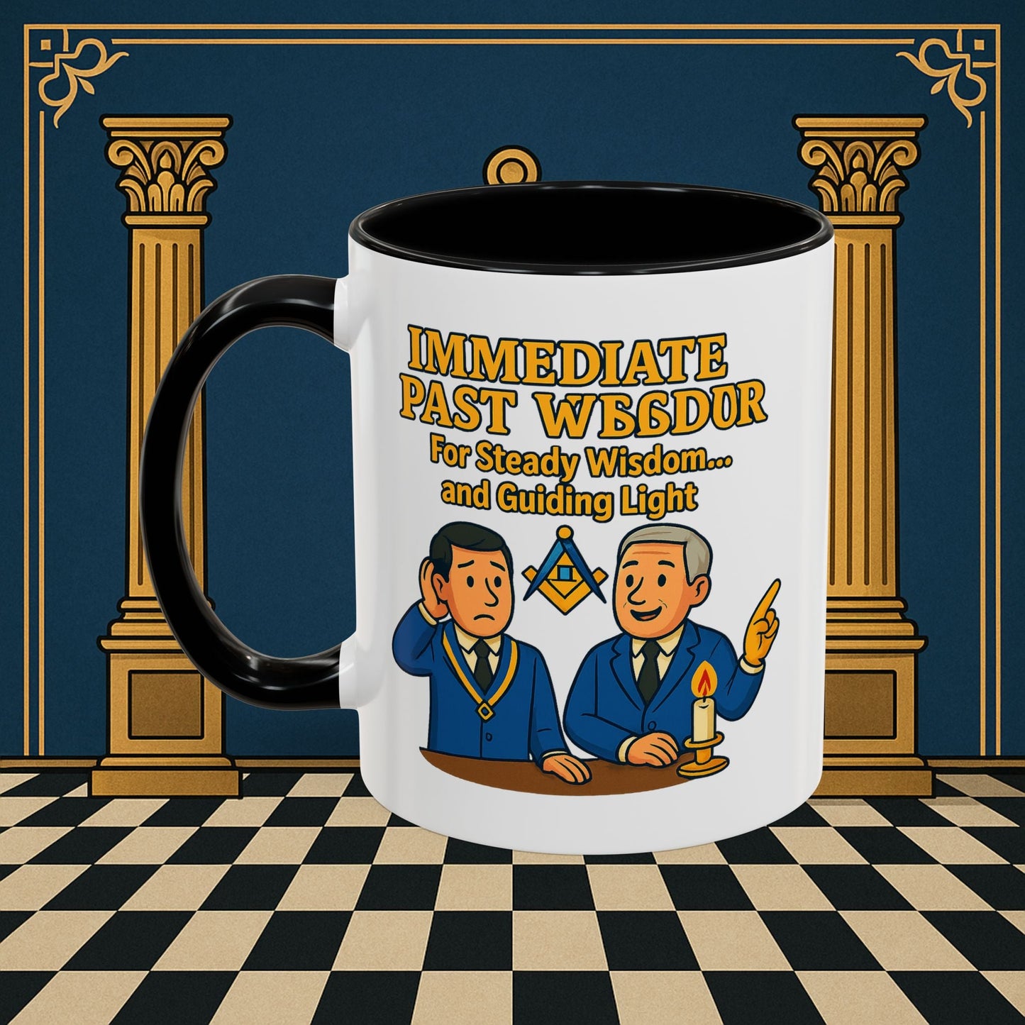 Masonic Mugs - Accent Coloured 11oz Mug - Masonic Wisdom Unveiled - Immediate Past Master Printify