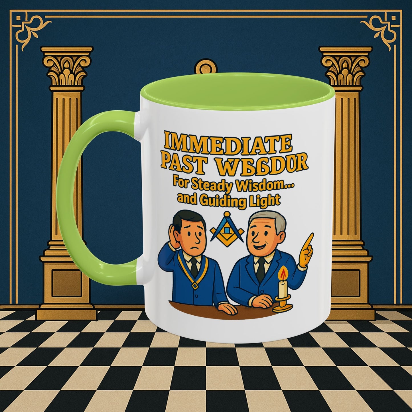 Masonic Mugs - Accent Coloured 11oz Mug - Masonic Wisdom Unveiled - Immediate Past Master Printify
