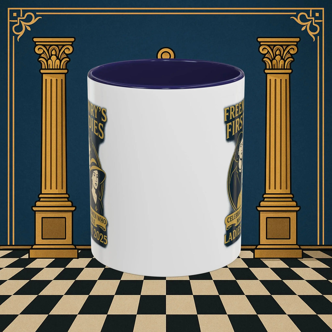 Masonic Mugs Ready to Go – Freemasonry’s First Ladies – Ladies’ Night 2025 (Accent Coloured 11oz Mug) Printify