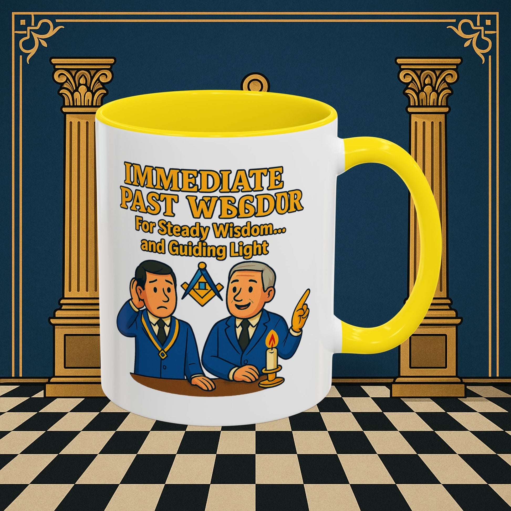 Masonic Mugs - Accent Coloured 11oz Mug - Masonic Wisdom Unveiled - Immediate Past Master Printify