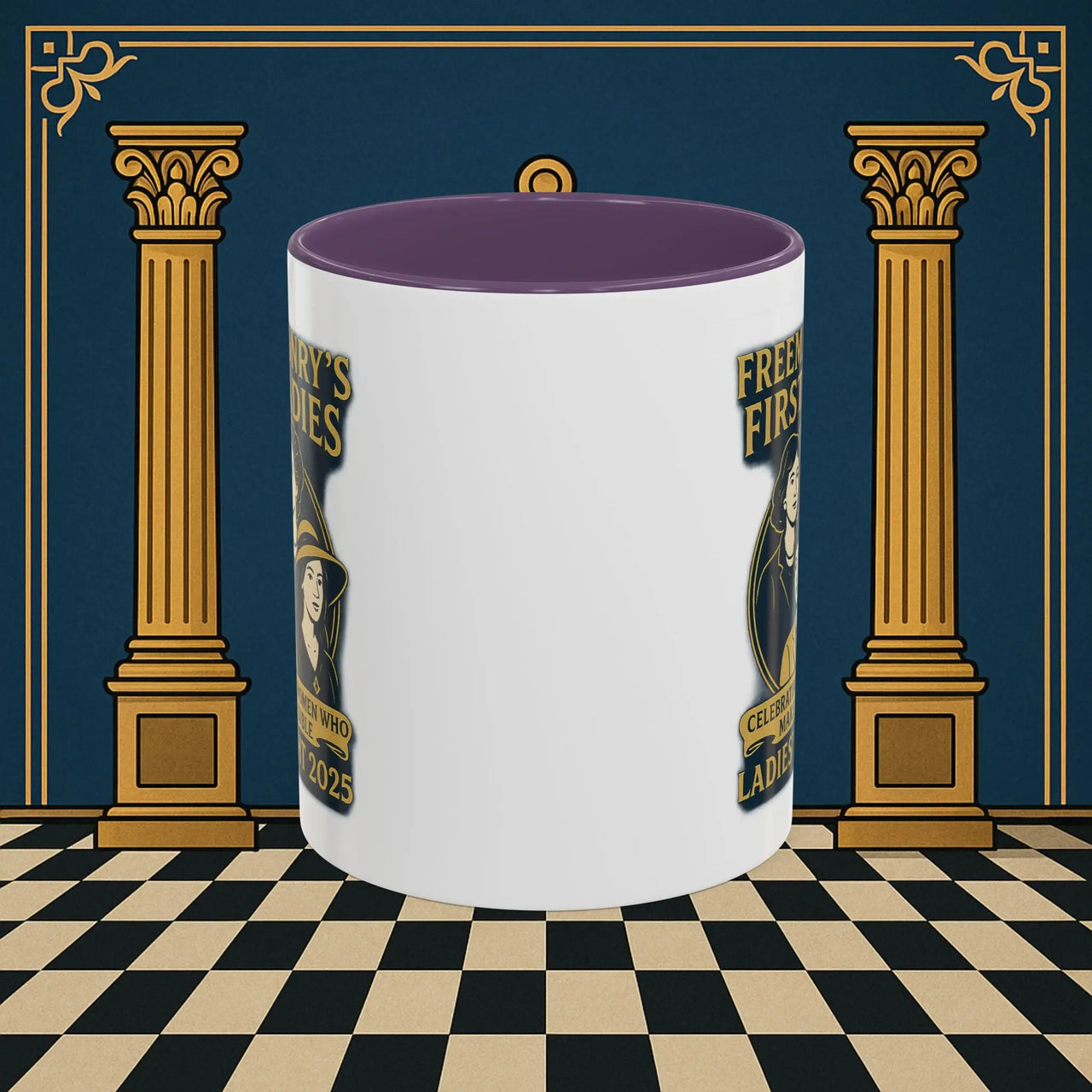 Masonic Mugs Ready to Go – Freemasonry’s First Ladies – Ladies’ Night 2025 (Accent Coloured 11oz Mug) Printify