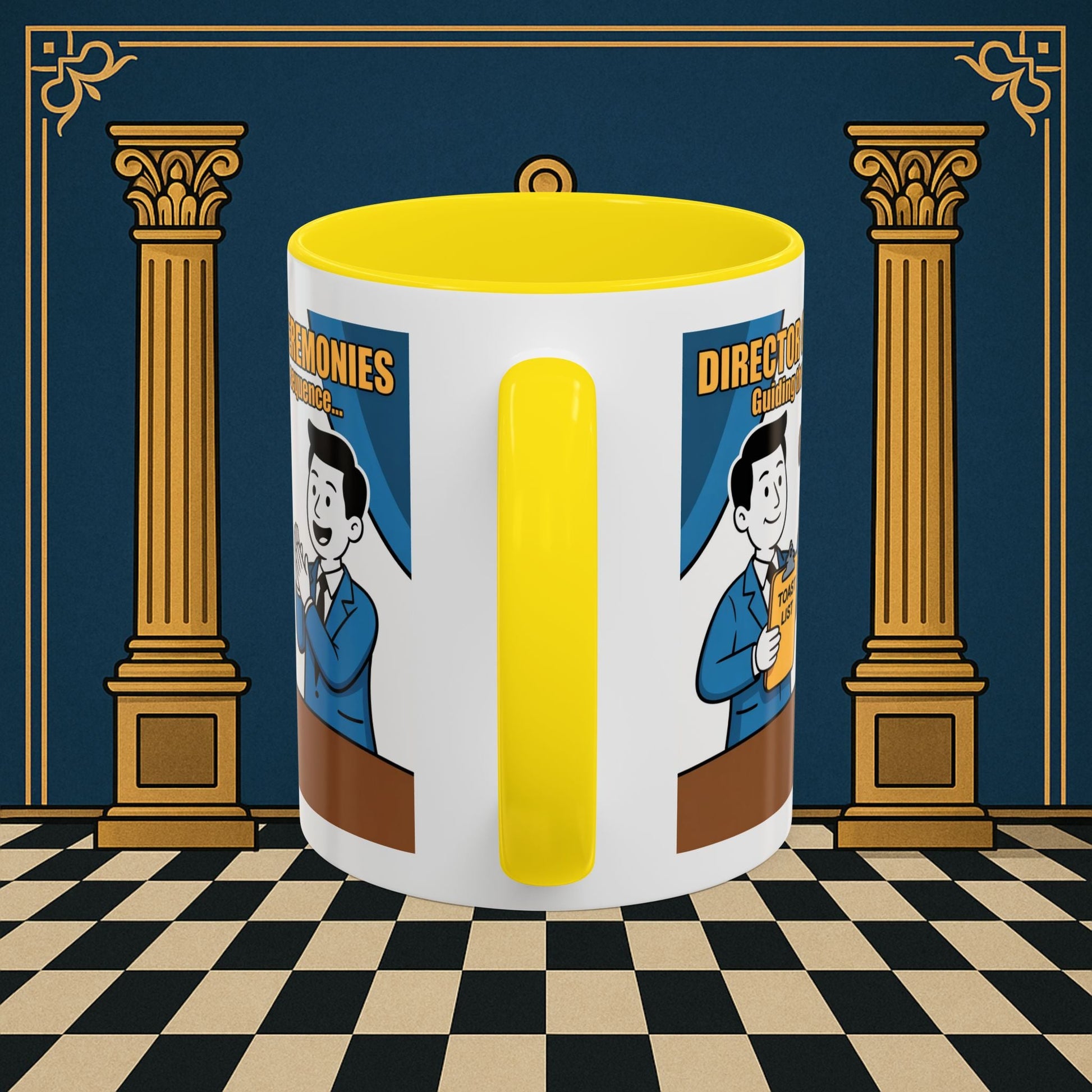 Masonic Mugs Ready to Go - Accent Coloured 11oz Mug - Toasting Protocol - Director of Ceremonies Printify