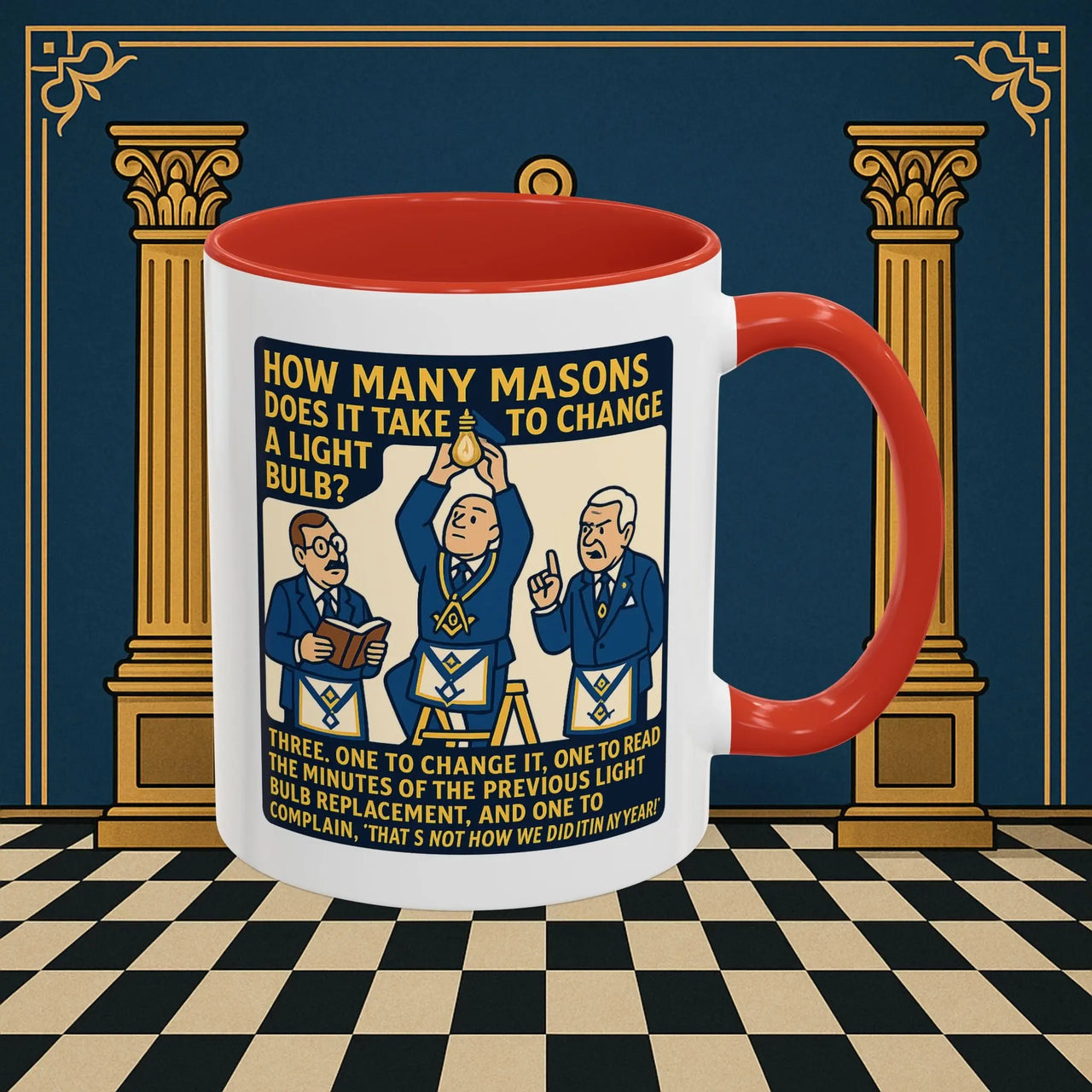 Masonic Mugs Ready to Go – How Many Masons? (Accent Coloured 11oz Mug) Printify