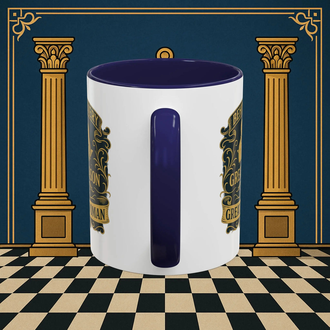 Masonic Mugs – Behind Every Great Mason (Accent Coloured 11oz Mug) Printify