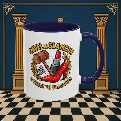Masonic Mugs – Gavel & Glamour: A Toast to the Ladies (Accent Coloured 11oz Mug) Printify