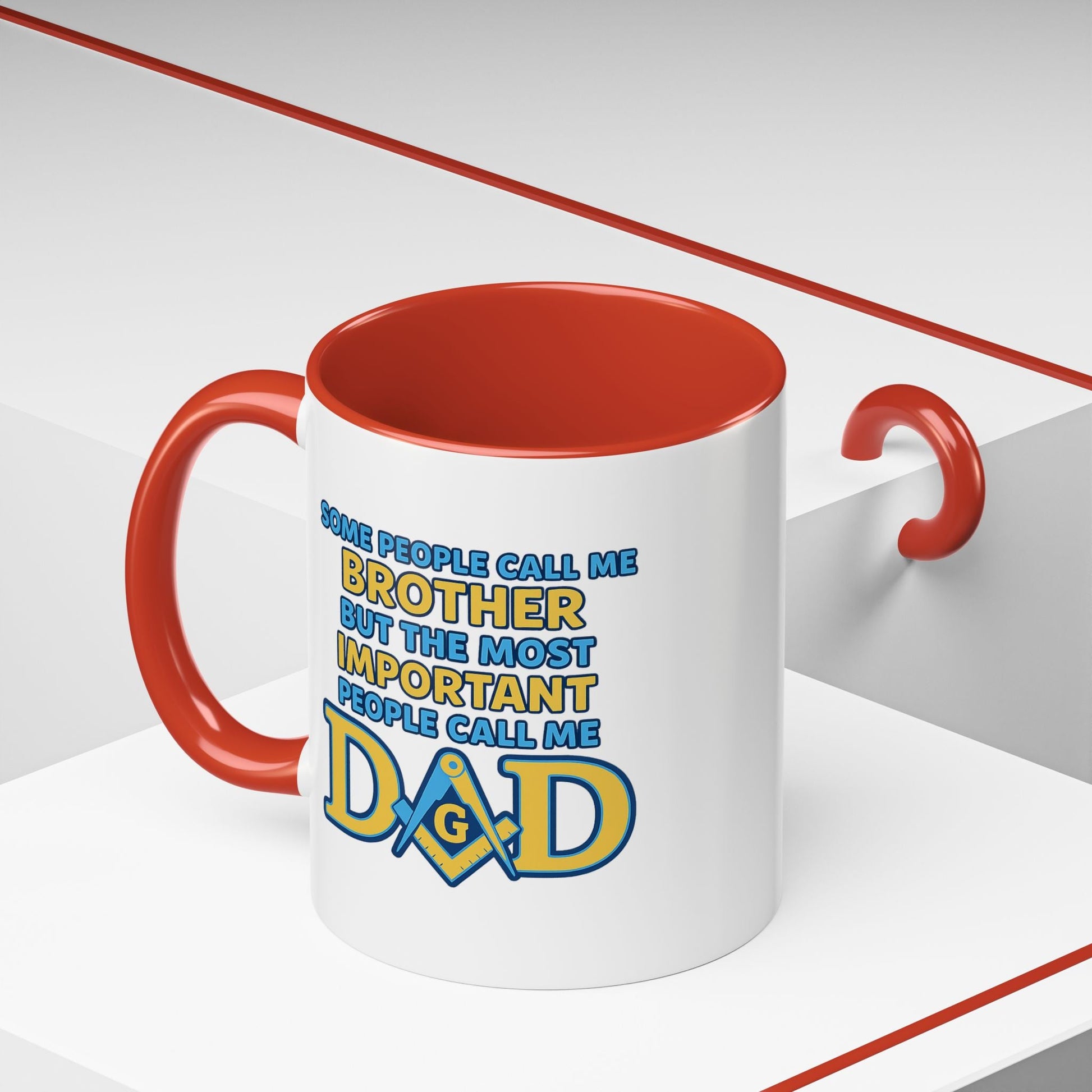 Masonic Mugs Ready to Go – Brother and Dad (Accent Coloured 11oz Mug) Printify