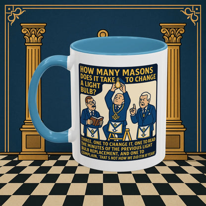 Masonic Mugs Ready to Go – How Many Masons? (Accent Coloured 11oz Mug) Printify