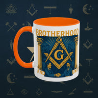 Masonic Mugs Ready to Go – Brotherhood and Unity (Accent Coloured 11oz Mug) Printify