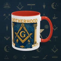 Masonic Mugs Ready to Go – Brotherhood and Unity (Accent Coloured 11oz Mug) Printify