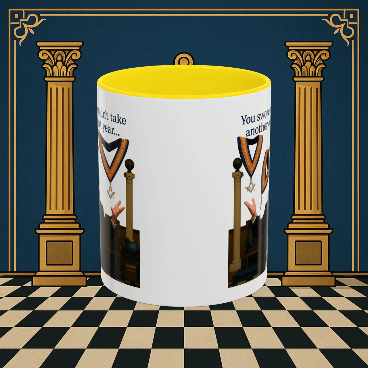 Masonic Mugs Ready to Go – Another Office? Go On Then… (Accent Coloured 11oz Mug) Printify
