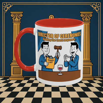 Masonic Mugs Ready to Go - Accent Coloured 11oz Mug - Toasting Protocol - Director of Ceremonies Printify