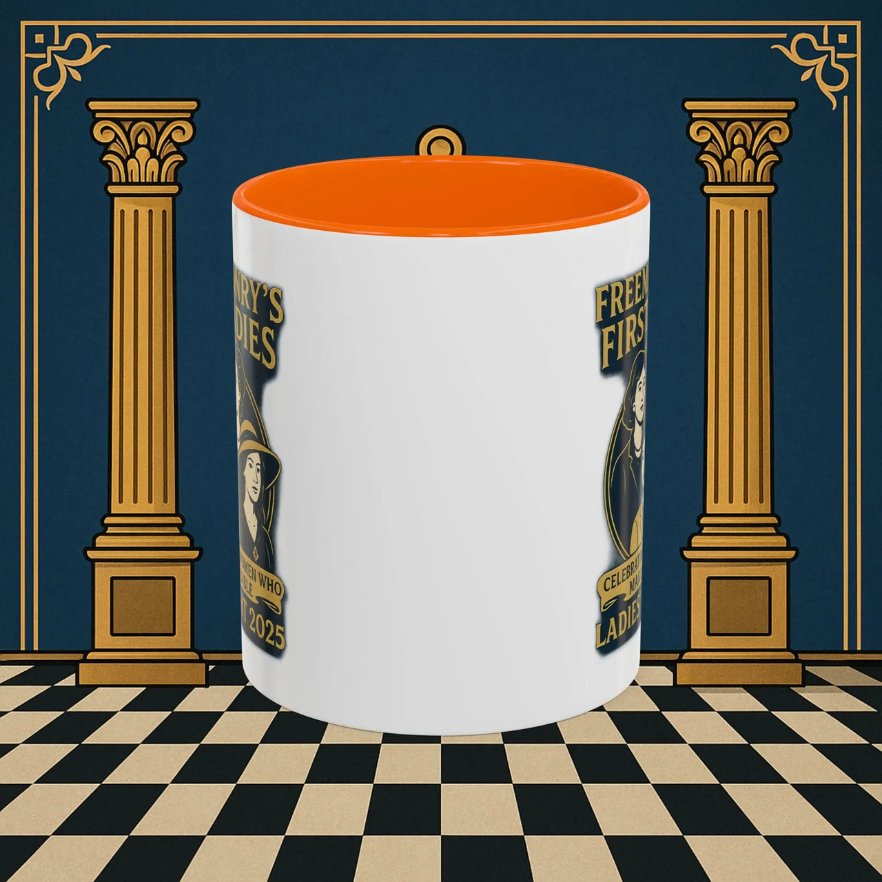 Masonic Mugs Ready to Go – Freemasonry’s First Ladies – Ladies’ Night 2025 (Accent Coloured 11oz Mug) Printify