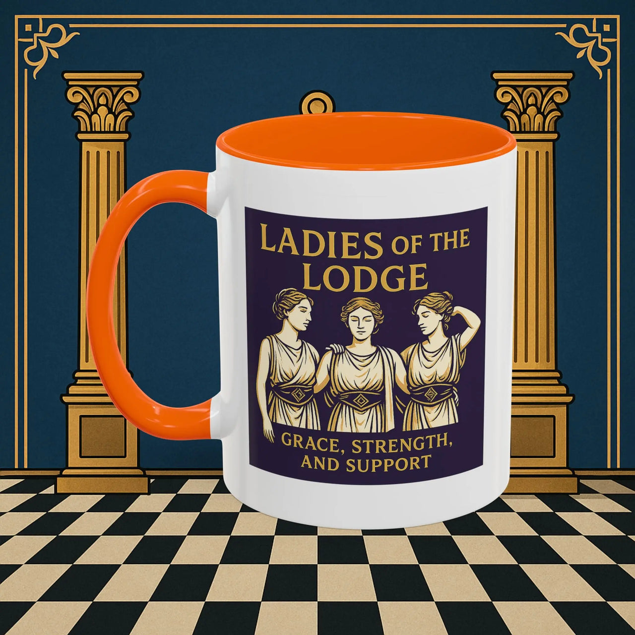 Masonic Mugs – Ladies of the Lodge: Grace, Strength & Support (Accent Coloured 11oz Mug) Printify
