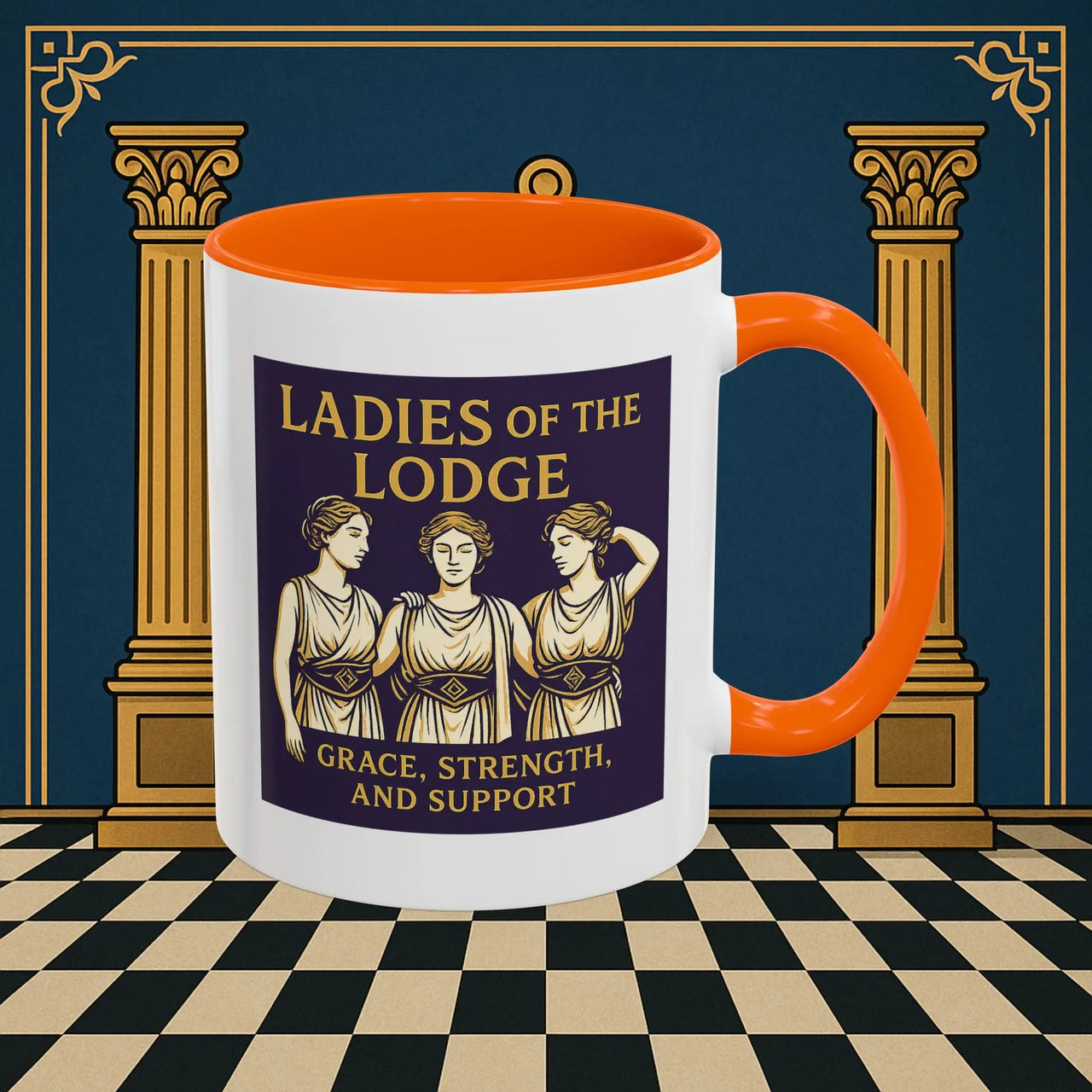 Masonic Mugs – Ladies of the Lodge: Grace, Strength & Support (Accent Coloured 11oz Mug) Printify