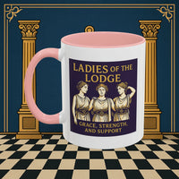 Masonic Mugs – Ladies of the Lodge: Grace, Strength & Support (Accent Coloured 11oz Mug) Printify