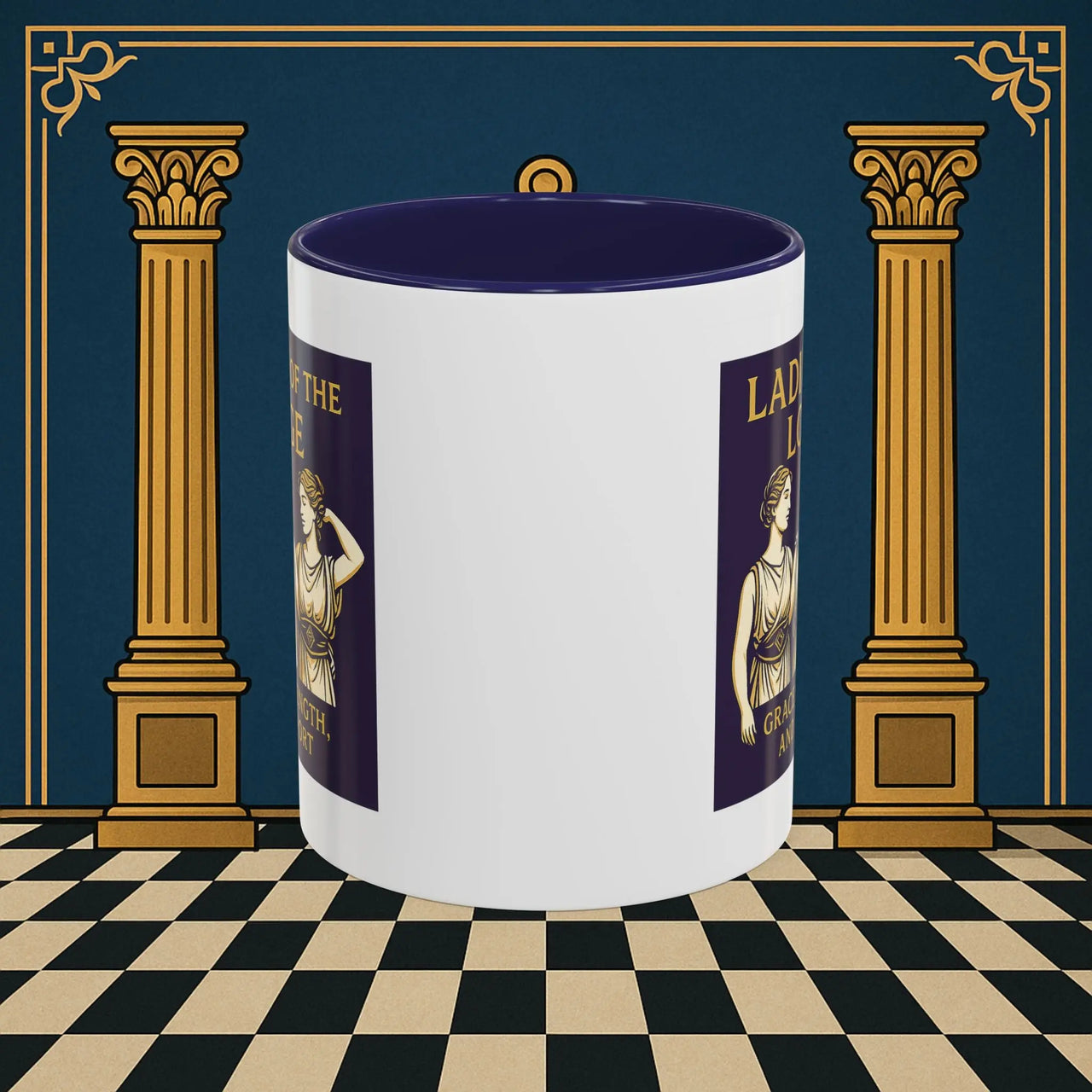 Masonic Mugs – Ladies of the Lodge: Grace, Strength & Support (Accent Coloured 11oz Mug) Printify