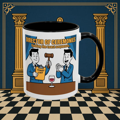 Masonic Mugs Ready to Go - Accent Coloured 11oz Mug - Toasting Protocol - Director of Ceremonies Printify