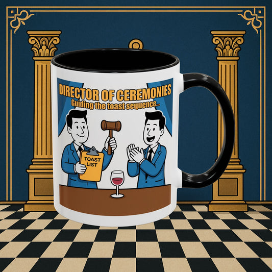 Masonic Mugs Ready to Go - Accent Coloured 11oz Mug - Toasting Protocol - Director of Ceremonies Printify
