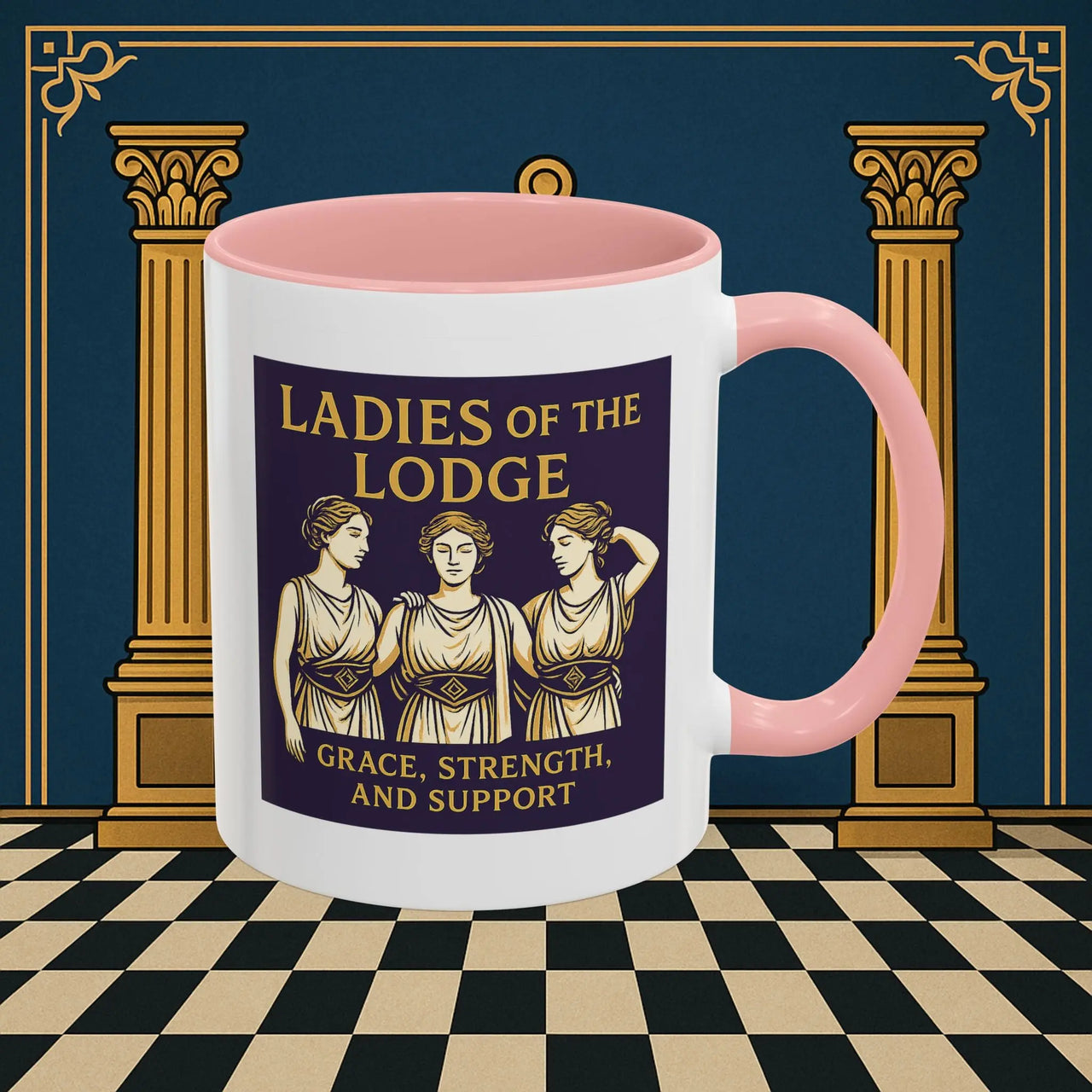 Masonic Mugs – Ladies of the Lodge: Grace, Strength & Support (Accent Coloured 11oz Mug) Printify