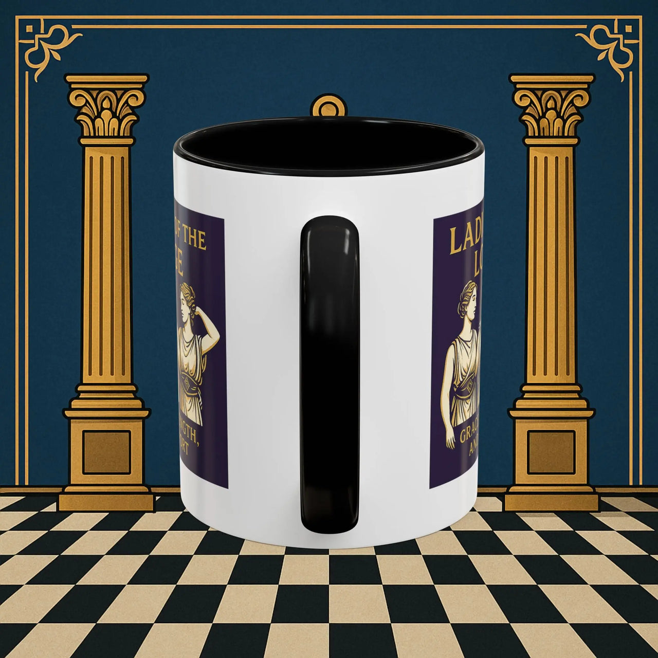 Masonic Mugs – Ladies of the Lodge: Grace, Strength & Support (Accent Coloured 11oz Mug) Printify