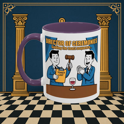 Masonic Mugs Ready to Go - Accent Coloured 11oz Mug - Toasting Protocol - Director of Ceremonies Printify