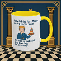Masonic Mugs Ready to Go – Past Master with a Traffic Cone (Accent Coloured 11oz Mug) Printify