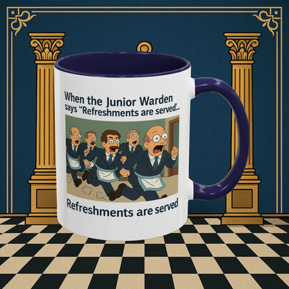 Masonic Mugs Ready to Go – Refreshments Are Served (Accent Coloured 11oz Mug) Printify