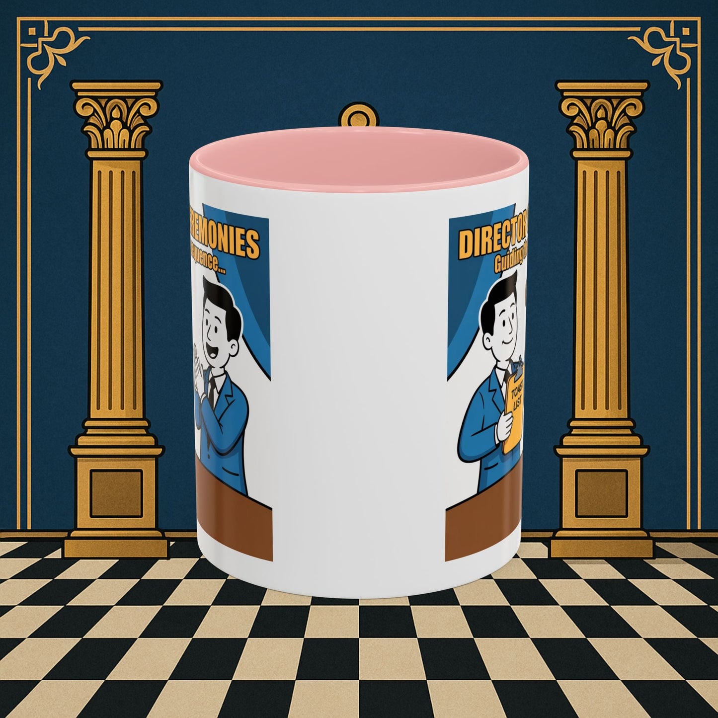 Masonic Mugs Ready to Go - Accent Coloured 11oz Mug - Toasting Protocol - Director of Ceremonies Printify