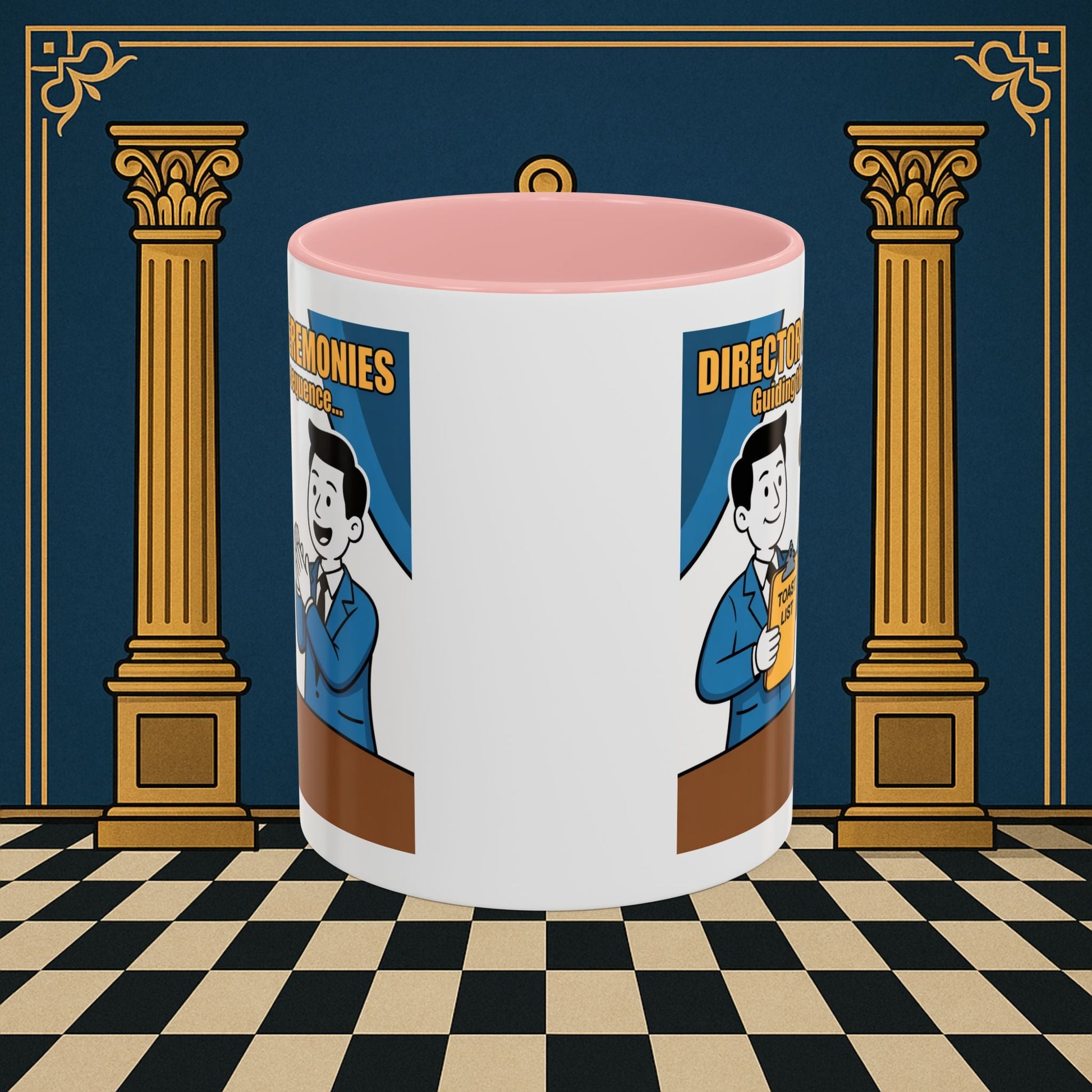 Masonic Mugs Ready to Go - Accent Coloured 11oz Mug - Toasting Protocol - Director of Ceremonies Printify