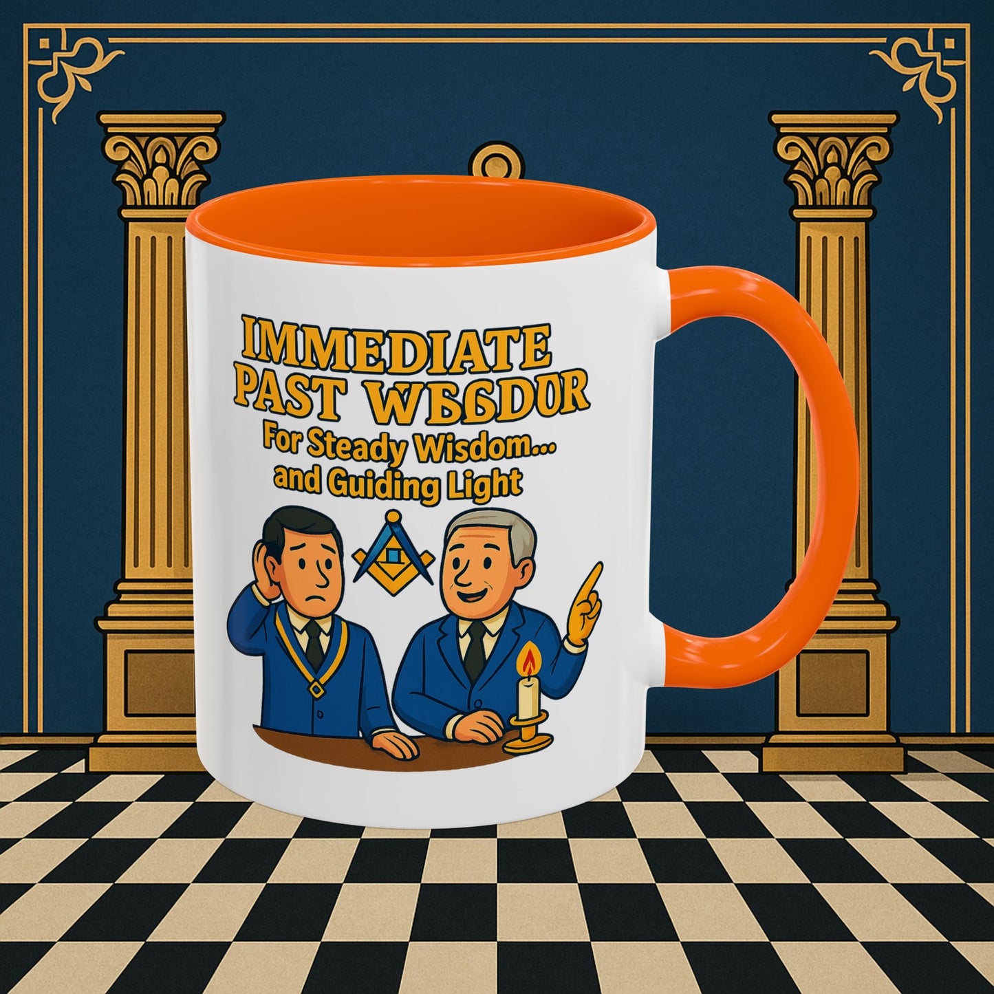 Masonic Mugs - Accent Coloured 11oz Mug - Masonic Wisdom Unveiled - Immediate Past Master Printify