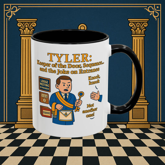 Masonic Mugs - Tyler's Doorway Dilemma - Tyler Printify