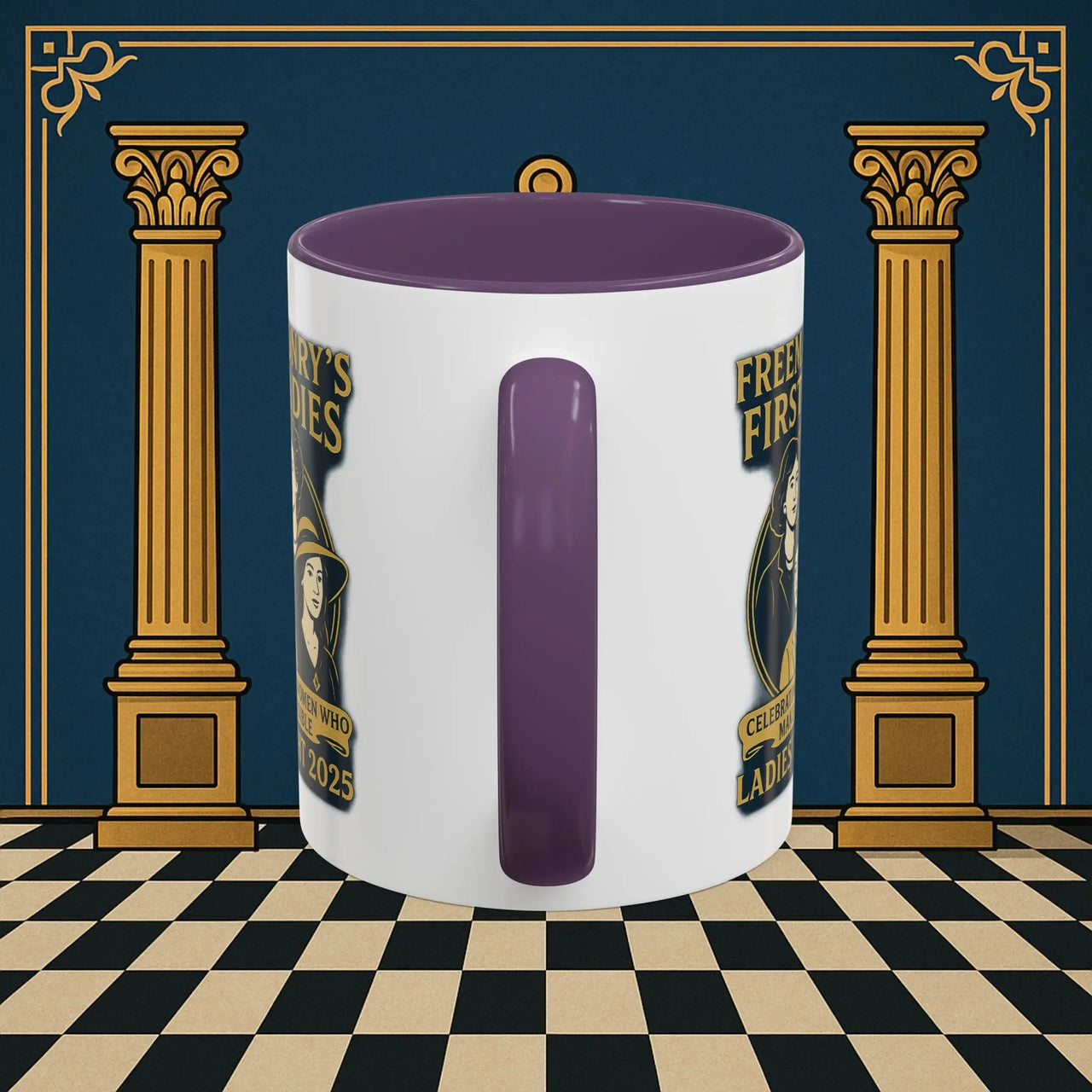 Masonic Mugs Ready to Go – Freemasonry’s First Ladies – Ladies’ Night 2025 (Accent Coloured 11oz Mug) Printify