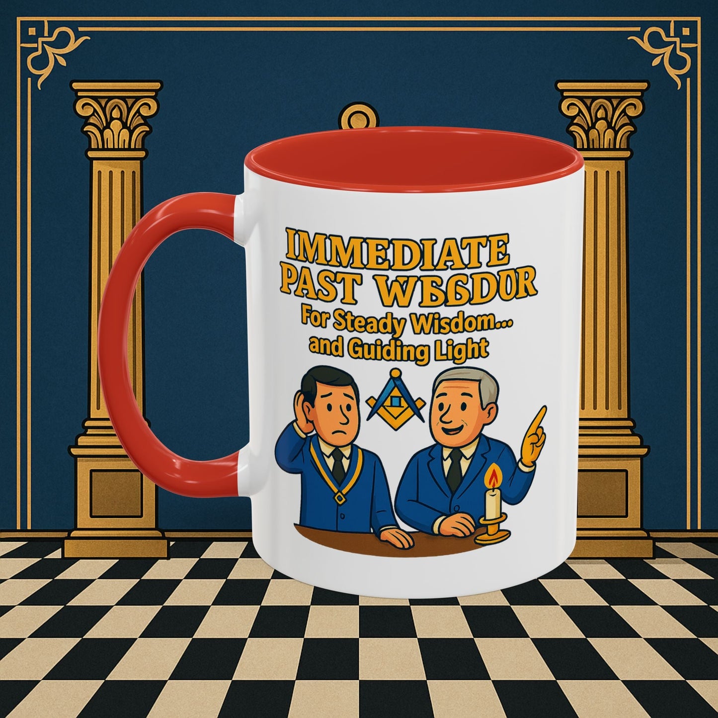 Masonic Mugs - Accent Coloured 11oz Mug - Masonic Wisdom Unveiled - Immediate Past Master Printify