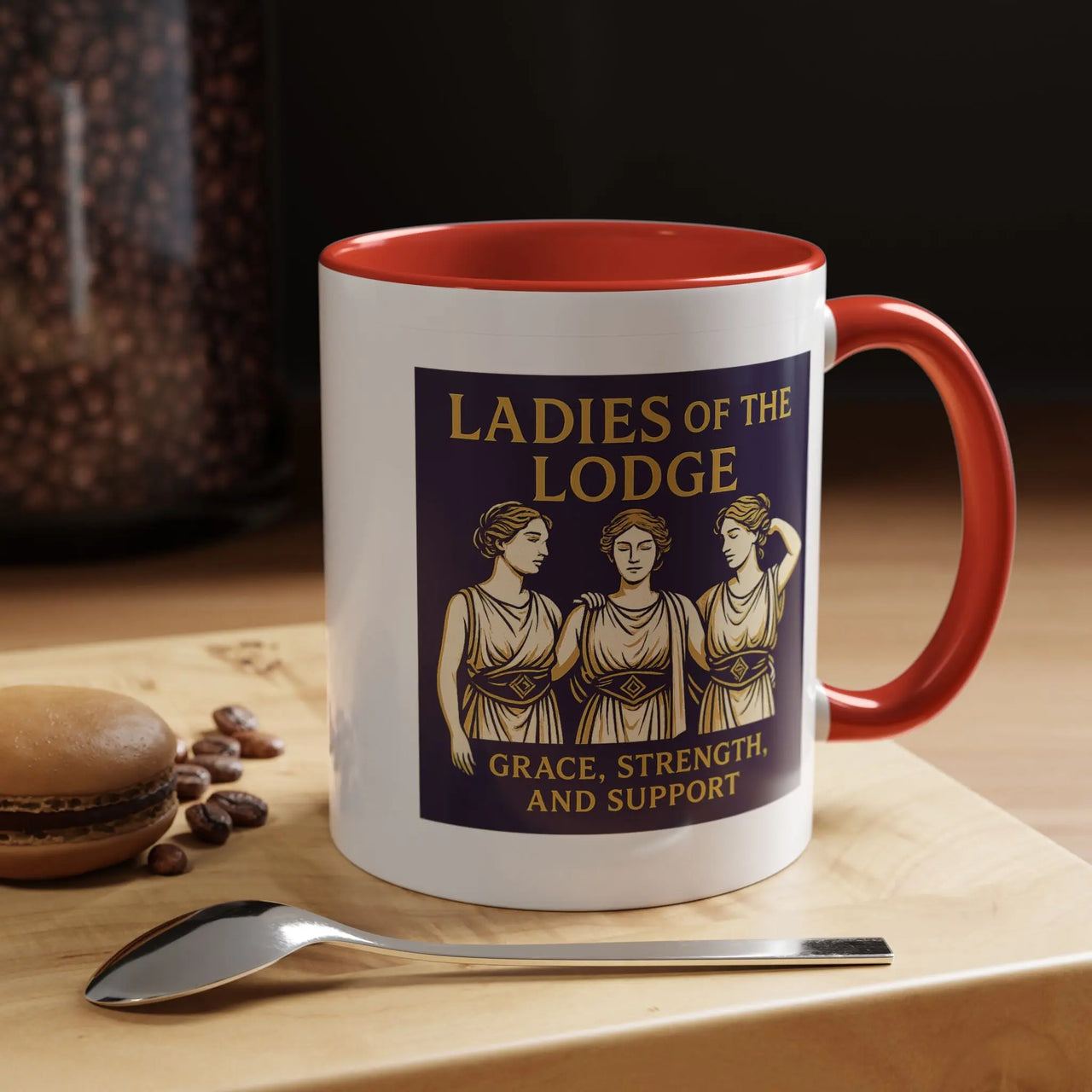 Masonic Mugs – Ladies of the Lodge: Grace, Strength & Support (Accent Coloured 11oz Mug) Printify