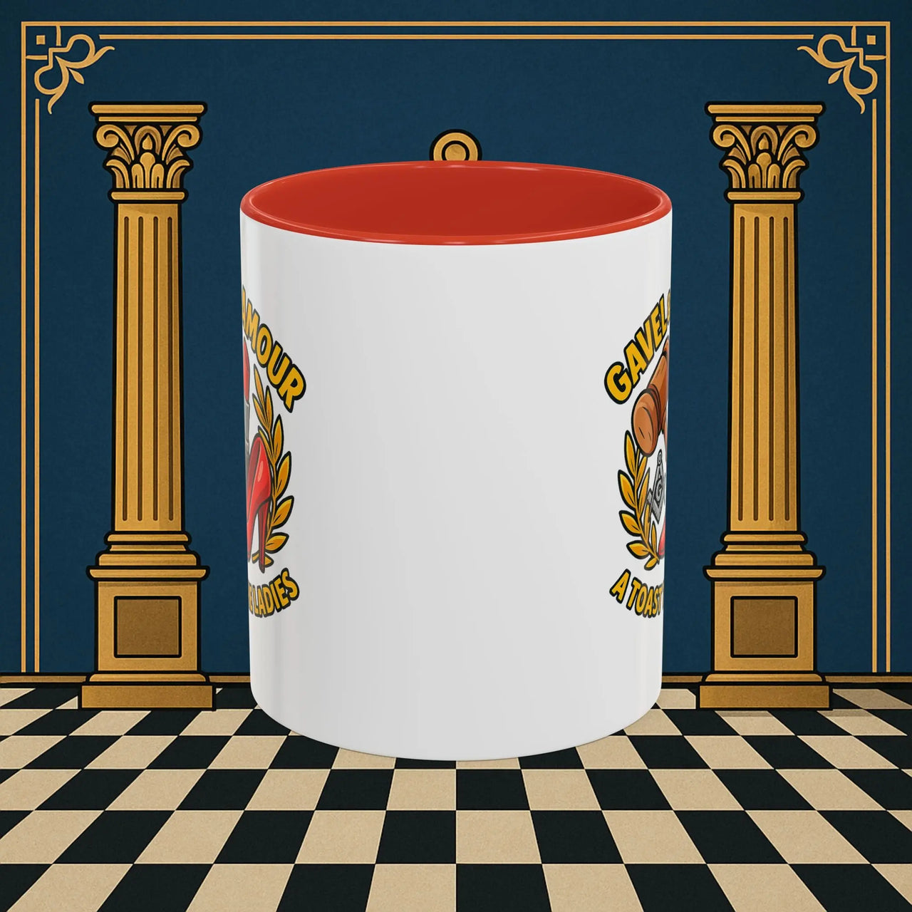 Masonic Mugs – Gavel & Glamour: A Toast to the Ladies (Accent Coloured 11oz Mug) Printify