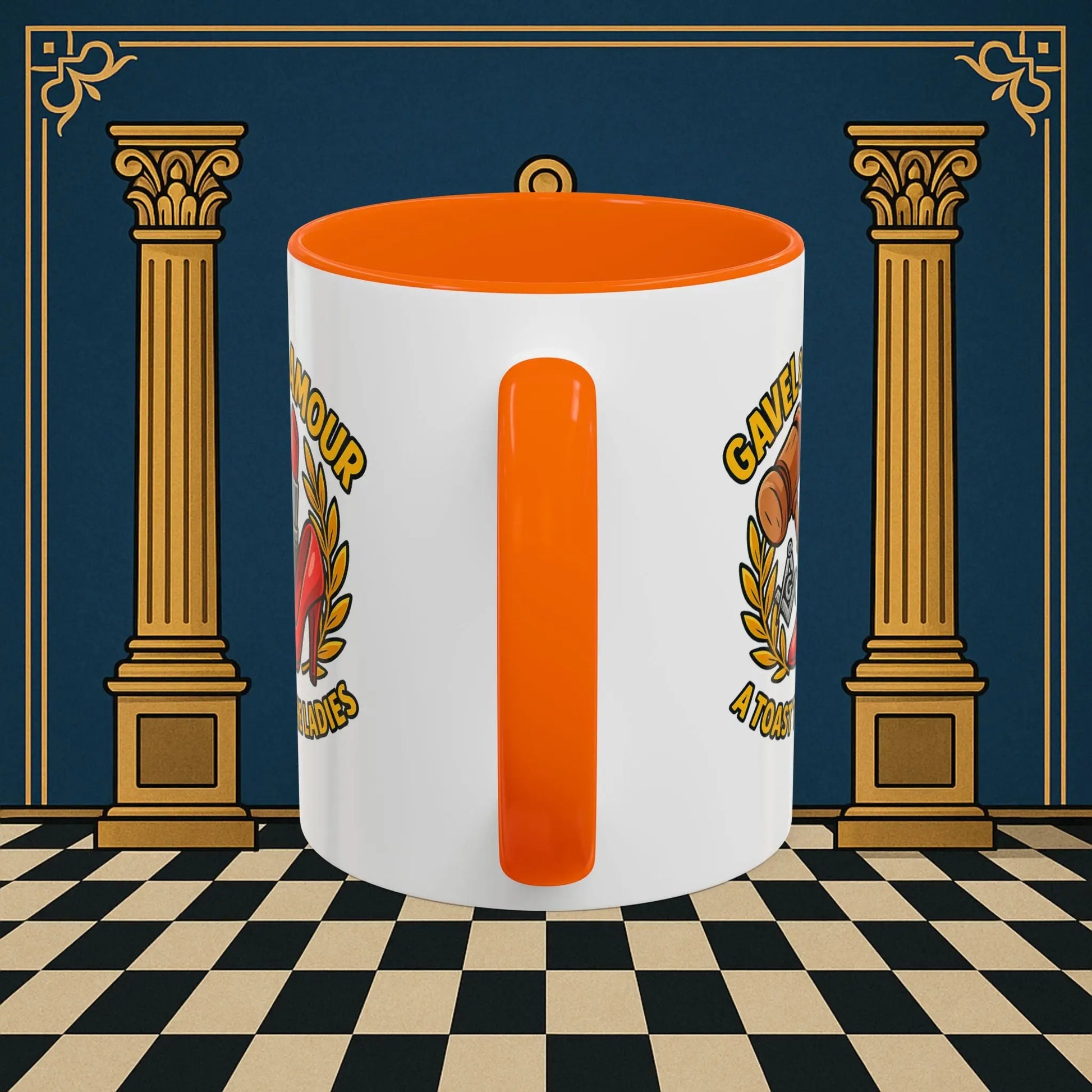 Masonic Mugs – Gavel & Glamour: A Toast to the Ladies (Accent Coloured 11oz Mug) Printify